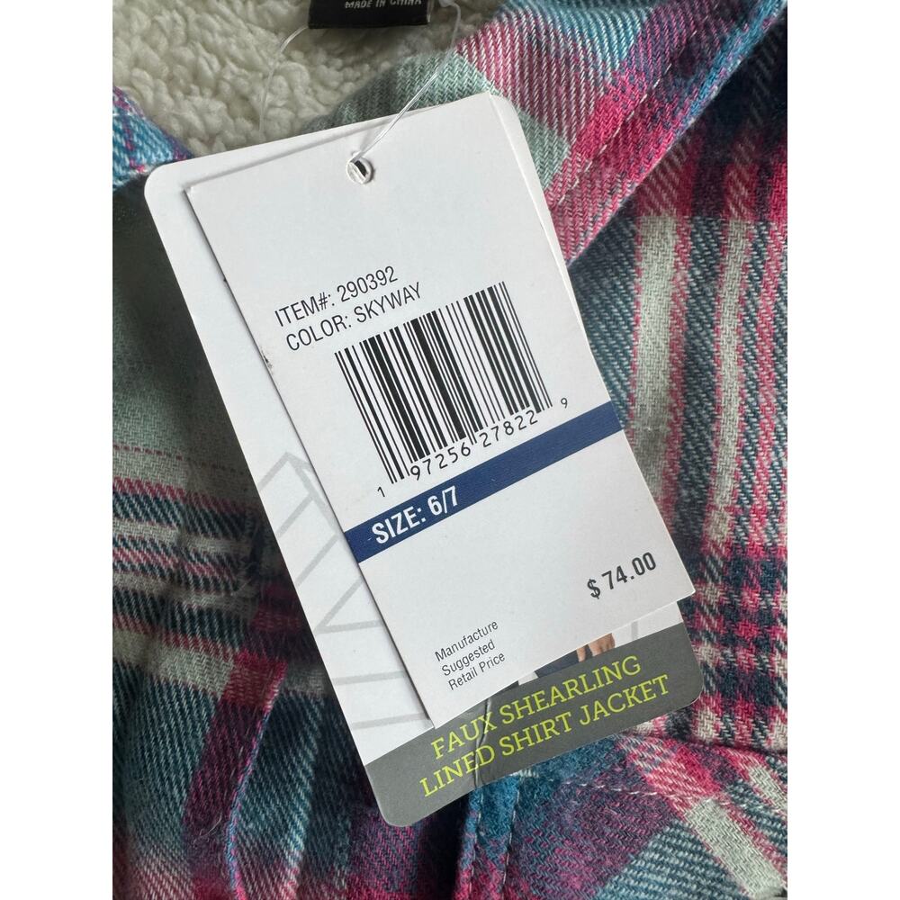 NWT Eddie Bauer Girls Plaid Sherpa Lined Shirt Jacket Size 6/7 - Picture 3 of 9